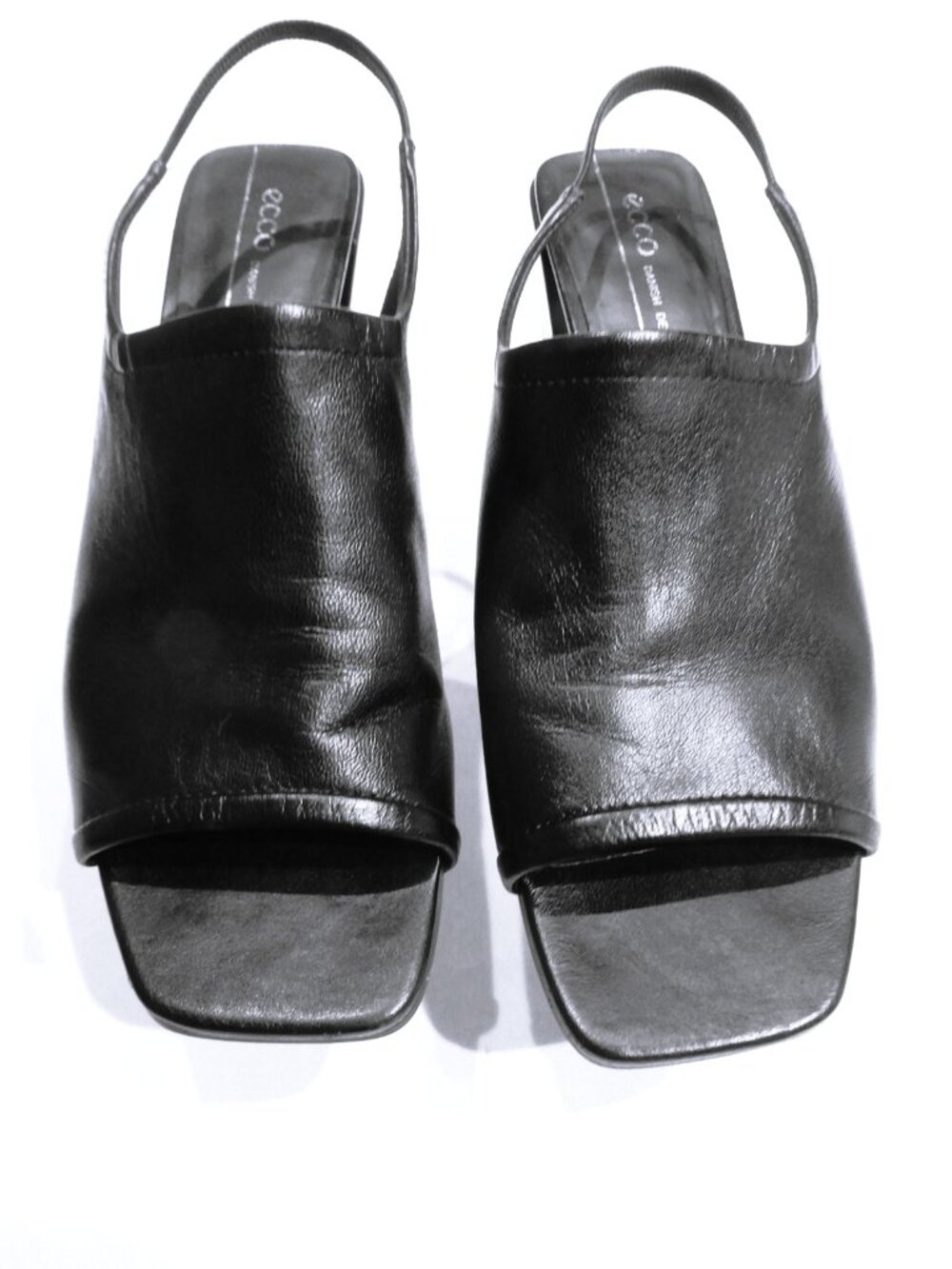 ECCO Black Open Toe Slingback Sandals in Size 9